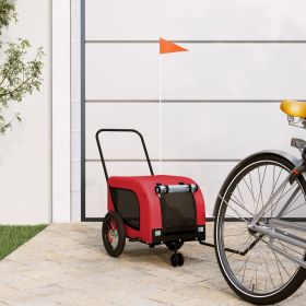 Pet Bike Trailer Red and Black Oxford Fabric and Iron