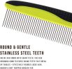 Dog Comb for Removes Tangles and Knots - Cat Comb for Removing Matted Fur - Grooming Tool with Stainless Steel Teeth and Non-Slip Grip Handle - Best P