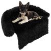 Black Plush Calming Dog Couch Bed with Anti-Slip Bottom